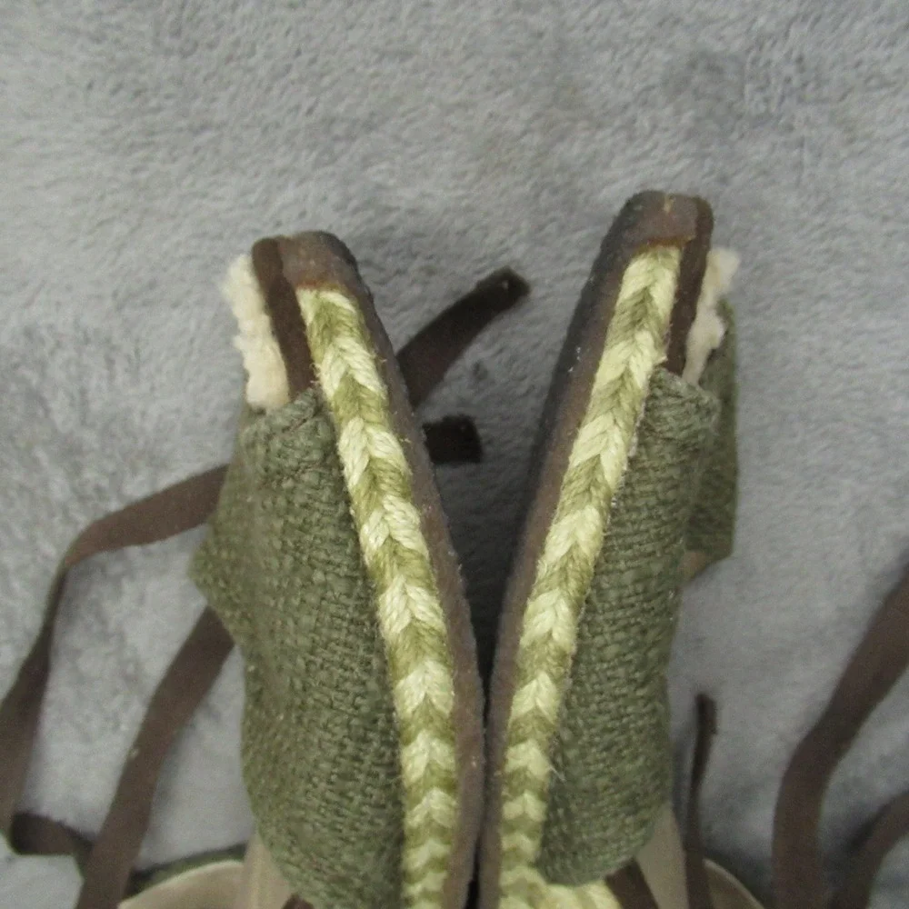 UGG Sandals Women 8 Green Sheepskin Australia Espadrille Wedge Delmar Jute Ankle